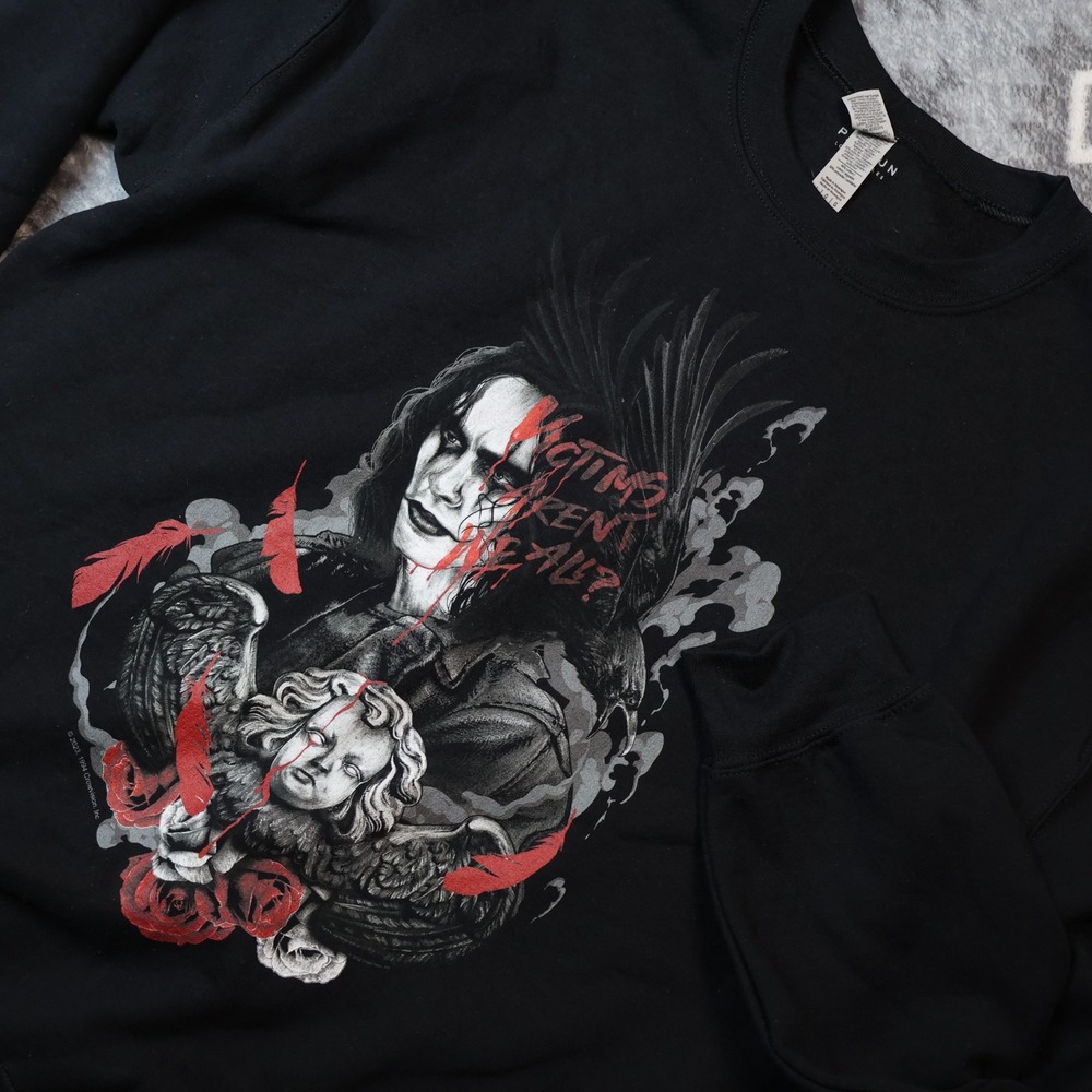 The Crow Graphic Sweatshirt Large Black "Victims Aren't We All" Eric Draven Goth